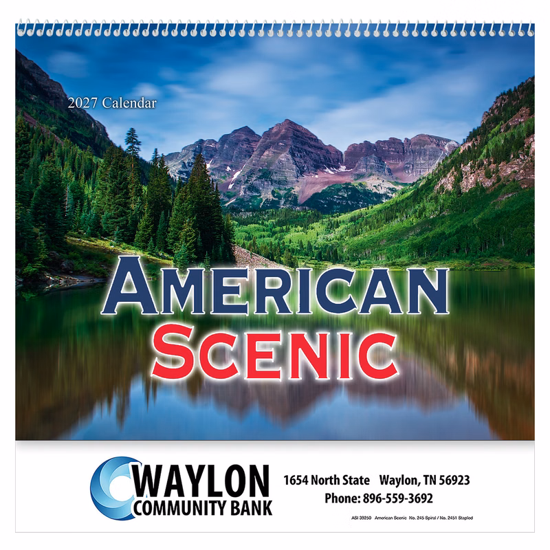 American Scenic Wall Calendar: 2027 Spiral Bound