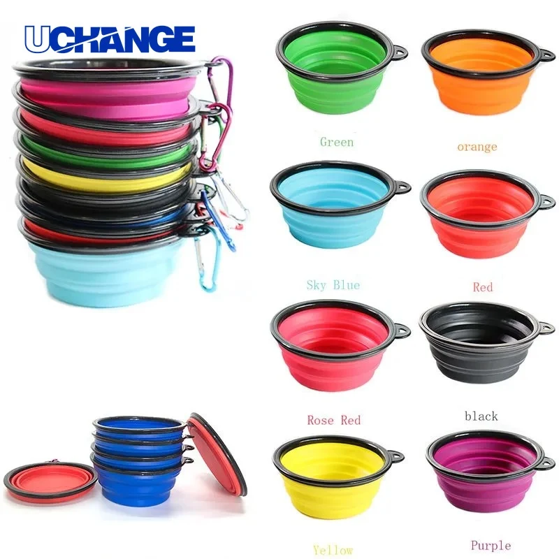 Silicone Pet Bowl with Carabiner Portable Dog Dish for Travel & Hiking 1