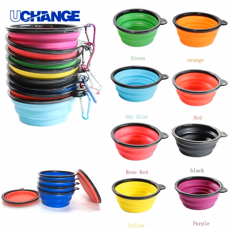 Silicone Pet Bowl with Carabiner Portable Dog Dish for Travel & Hiking