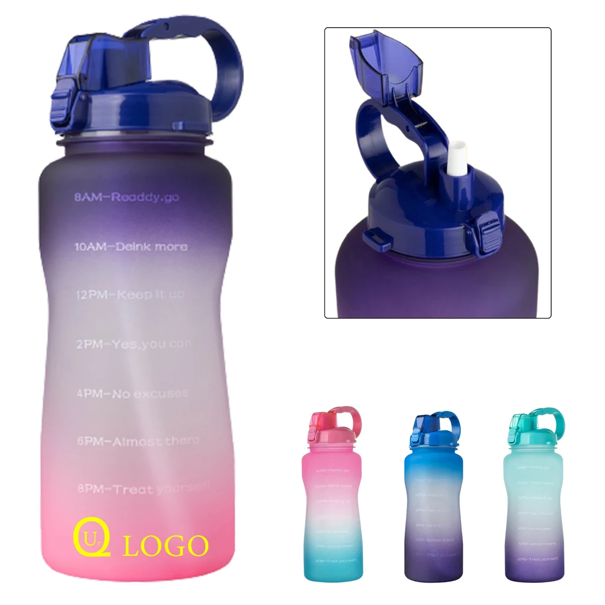 74.39Oz Time Mark Straw Water Bottle 1
