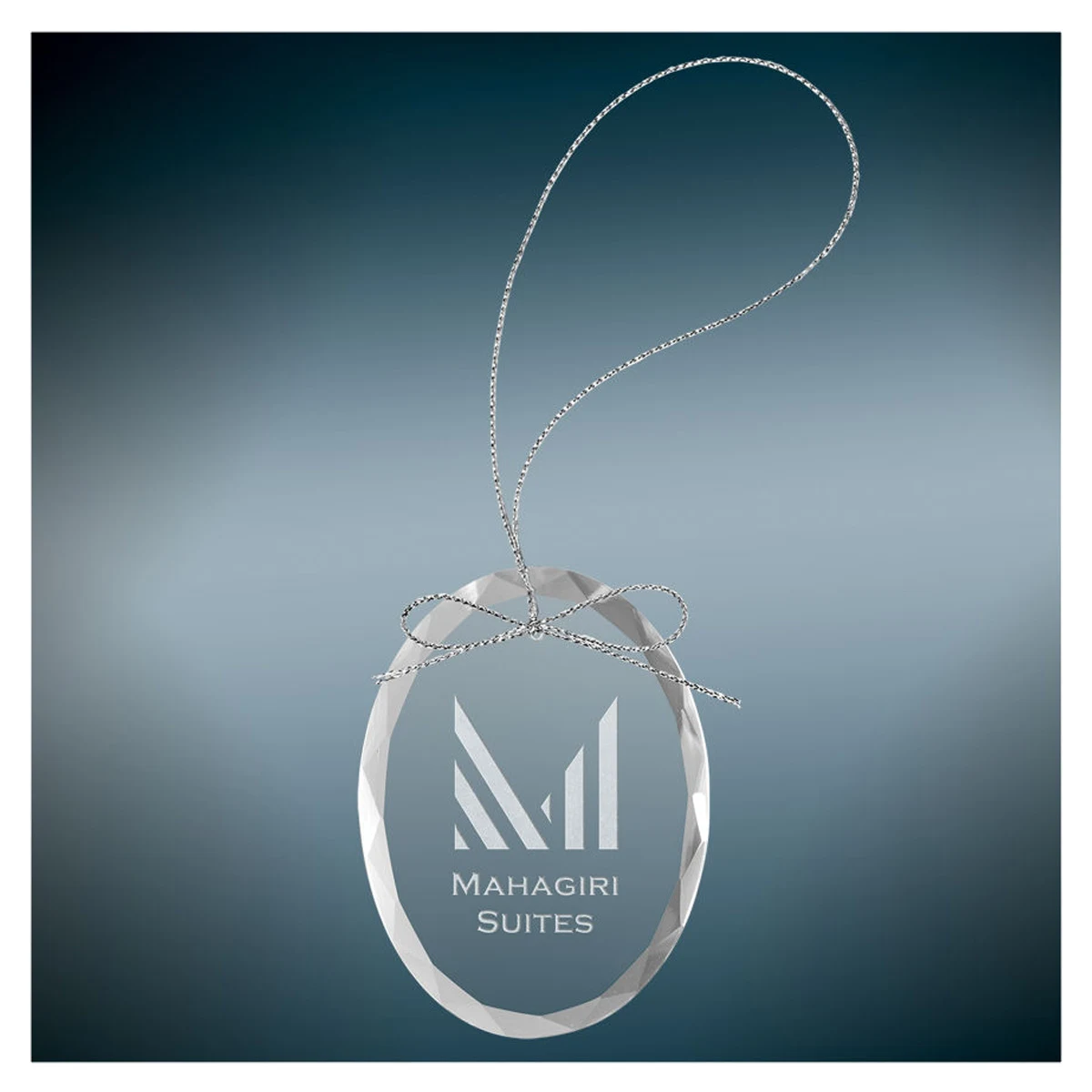 3 1/4" Oval Clear Glass Ornament 1