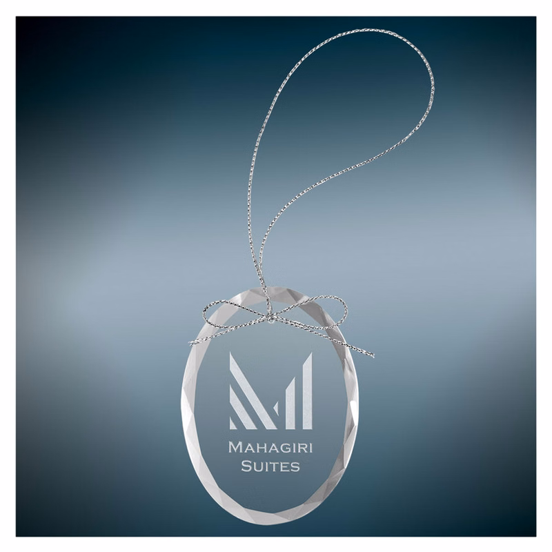 3 1/4" Oval Clear Glass Ornament
