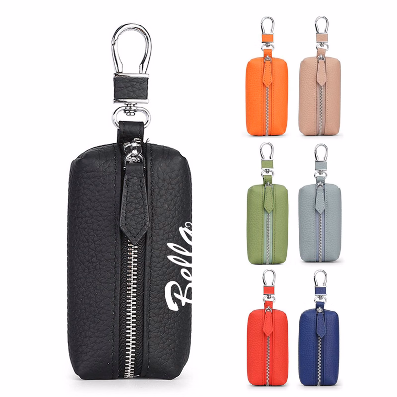 Genuine Leather Car Key Holder with Clip