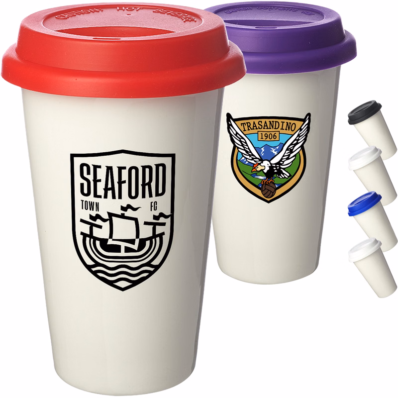 11 oz. Double Wall Ceramic Custom Tumblers W/ Lid