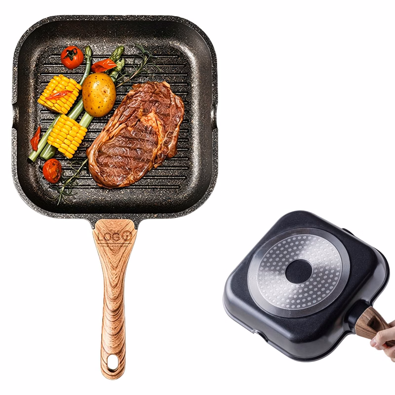 11-inch Square Aluminum Ribbed Non Stick Grill Pan