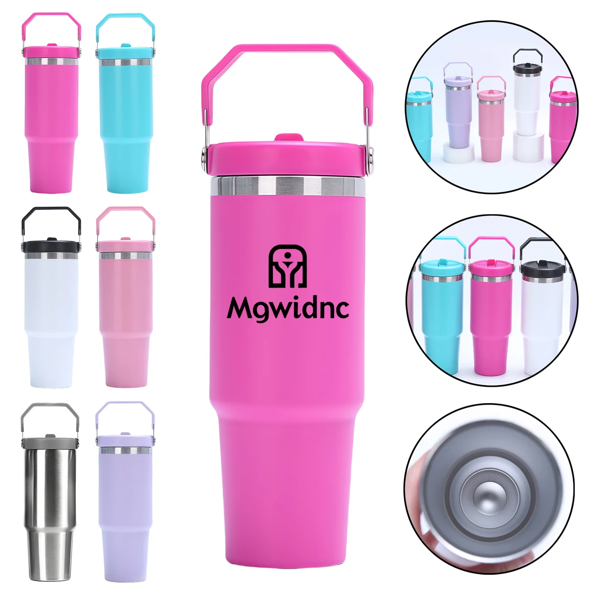 30oz Large Capacity Double Wall Vacuum Insulated Stainless Steel Tumbler with Straw 1