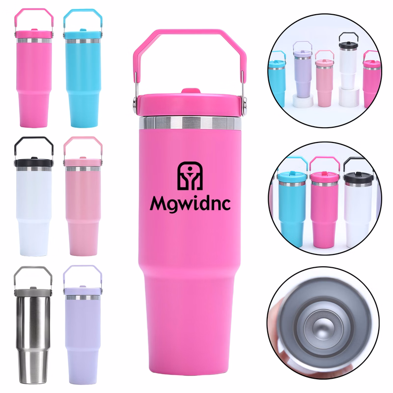30oz Large Capacity Double Wall Vacuum Insulated Stainless Steel Tumbler with Straw