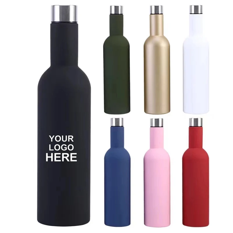 25 Oz Vacuum Insulated Water Bottle Wine Flask, custom water bottle with logo imprint 1