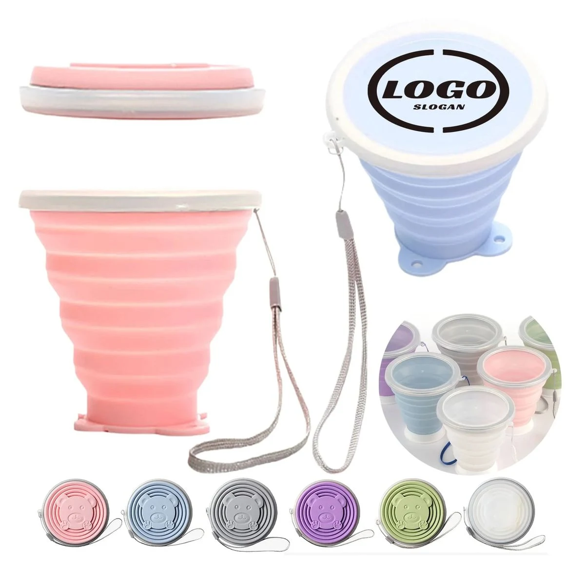 Versatile Silicone Travel Foldable Cup, custom water bottle with logo imprint 1