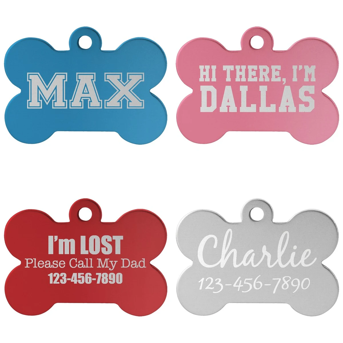 1 1/2" x 1" Anodized Aluminum Bone PET Tag 1