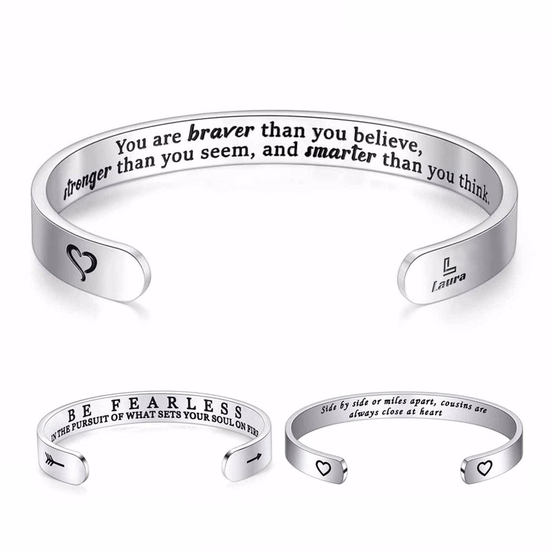 Stainless steel customized engraved bracelet