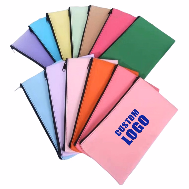Leather Zipper Bank Deposit Money Bag