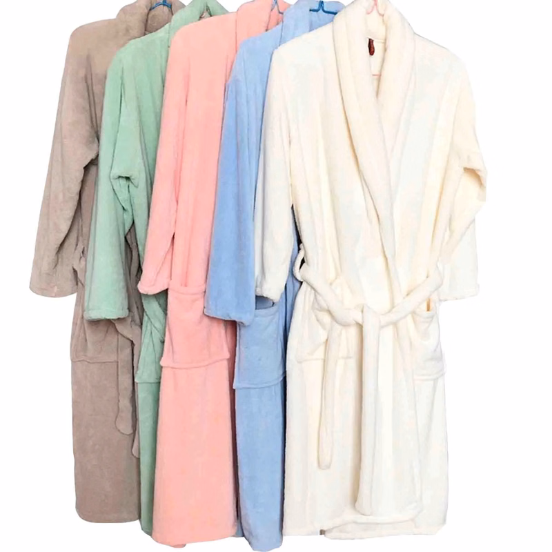 Unisex Winter Fleece Robe Fluffy Bathrobe