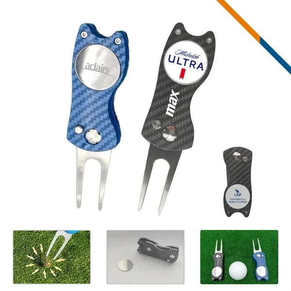 Custom Stainless Steel Portable Divot Tool with Magnetic Marker — Golf Tournament Item 1
