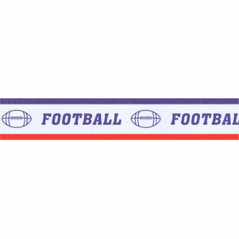 Football "V" Neck Ribbon with Clip, 7/8" wide