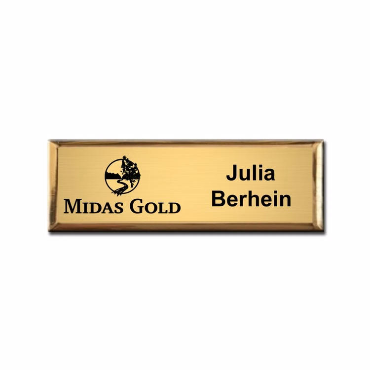 The Trojan Executive Framed full color brass name badge 1"x3"
