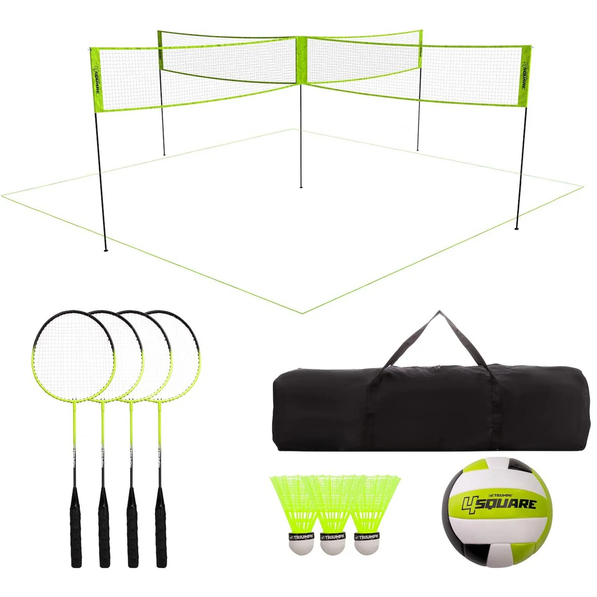4 Square Volleyball Badminton Combo and Pickleball Combo Set 1