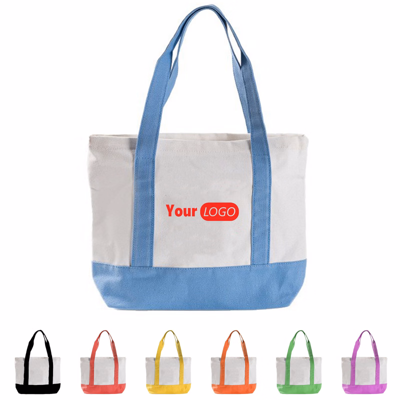 Cotton Color-Block Tote Bag 12oz