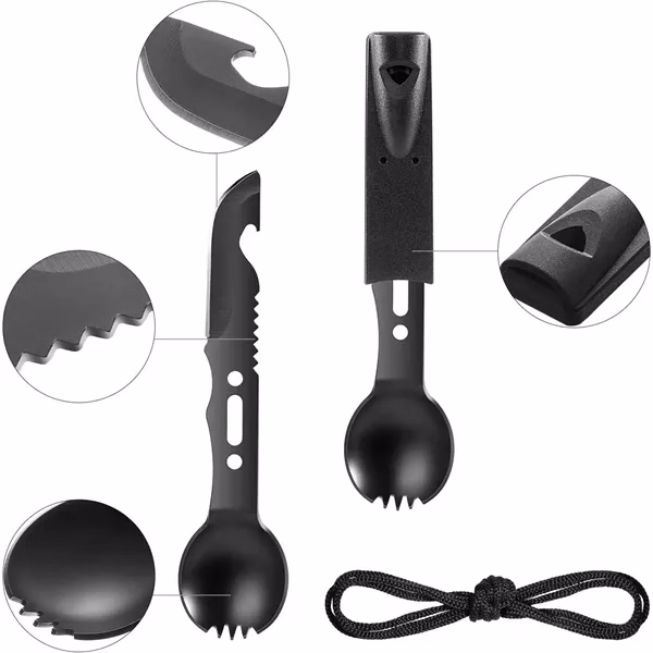 Custom Stainless Steel 7 in 1 Survival Multitool Spork — Camping & Outdoor Gear