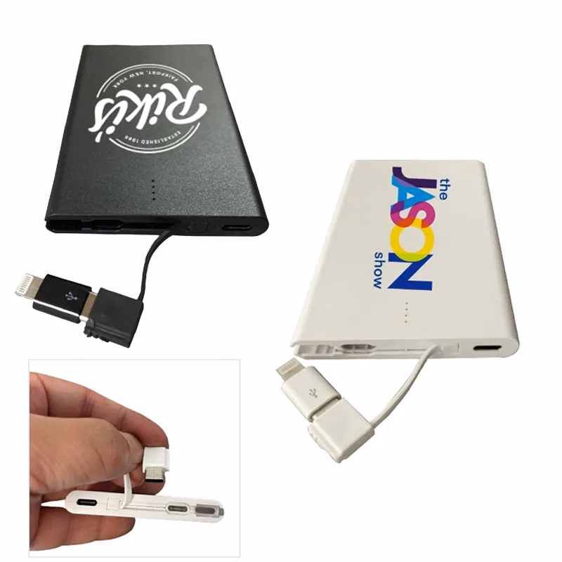 US STOCK 2500mAh Slim Power Bank with Built-in Cable