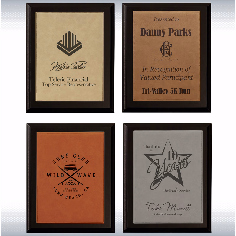 Black Plaque W/ Leather Plate