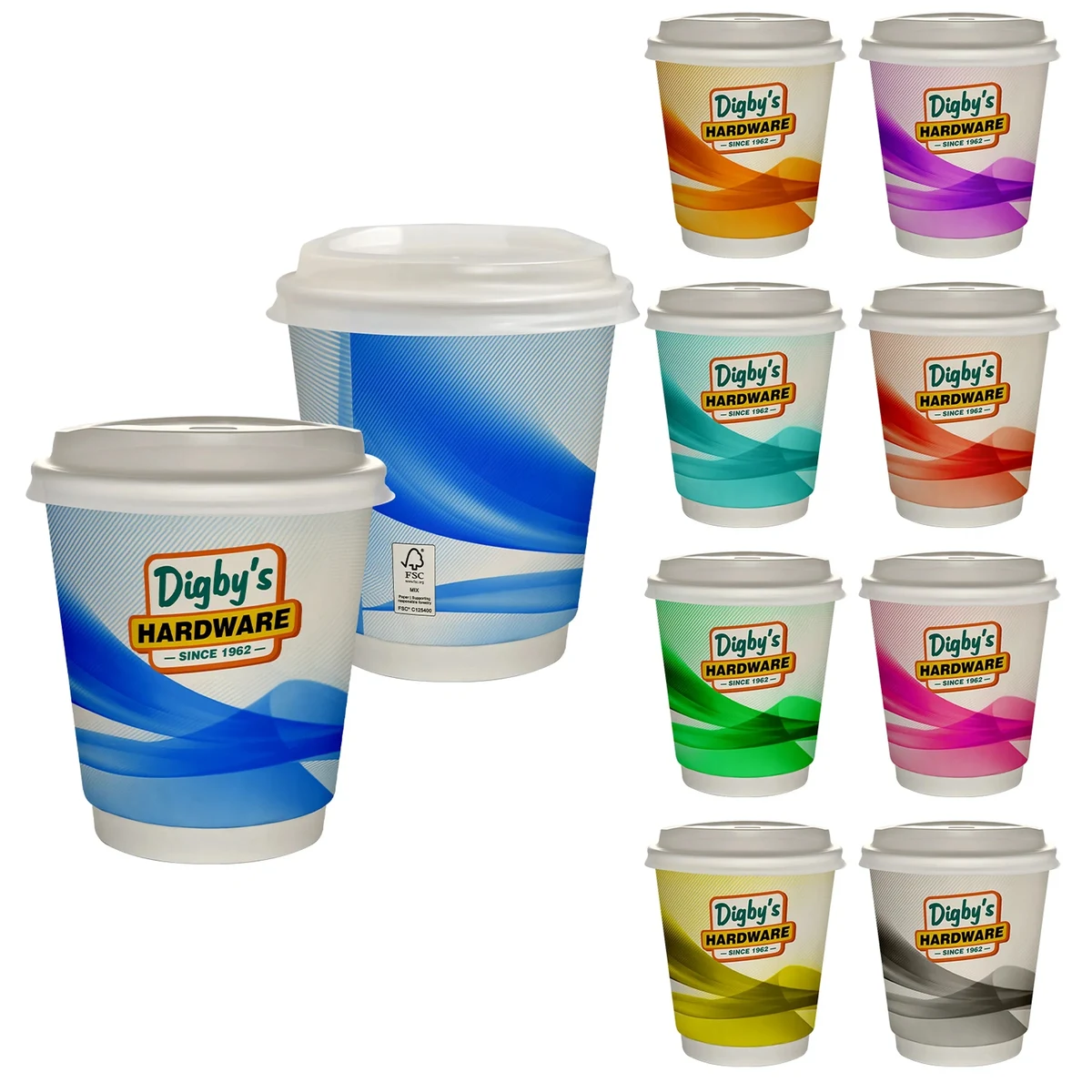 10 oz Full Color Groovy Insulated Paper Cup With Lid 1