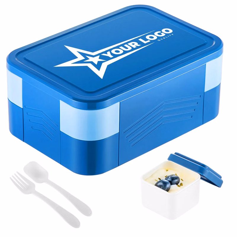 Double Bento Lunch Box with Leakproof Sauce Containers