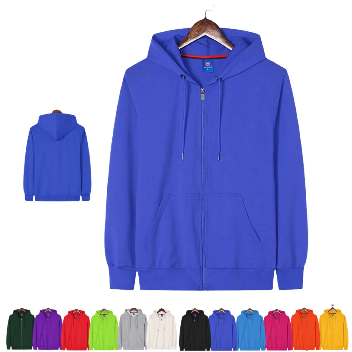 Full Zip cotton Pullover drawstring hooded Loose Fit hoodie, custom hoodie or sweatshirt with logo imprint 1