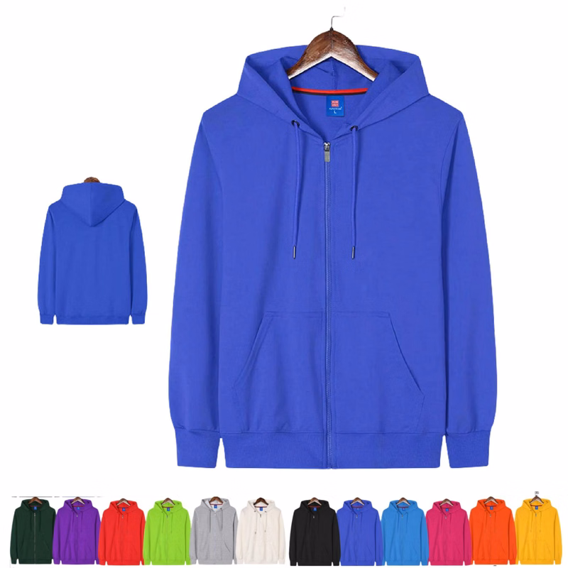 Full Zip cotton Pullover drawstring hooded Loose Fit hoodie
