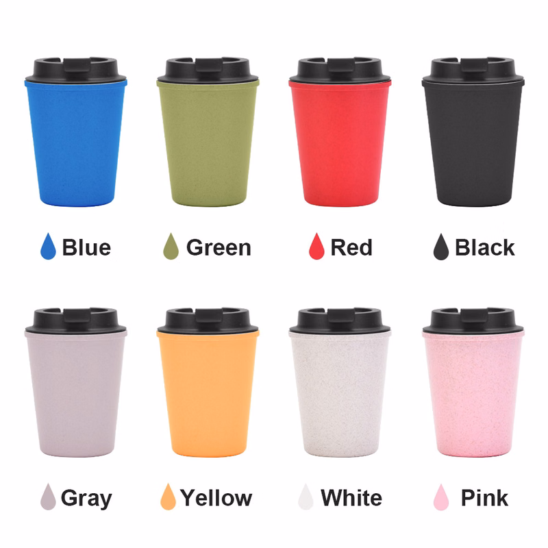 12oz Plastic Double Wall Tumblers Coffee Cup with Lid