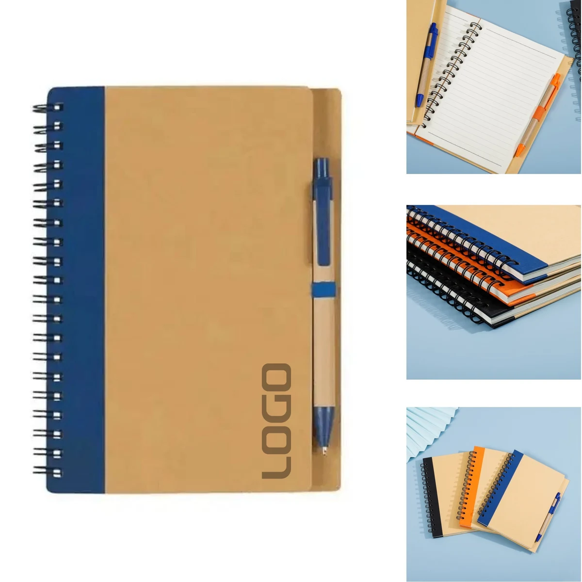 Kraft Paper Cover Spiral Notebook with Pen 1
