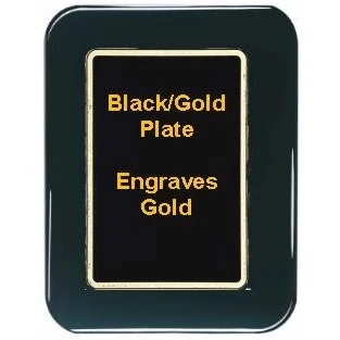 9" x 12" Black Piano Finish Round Corner Plaque with a Black Round Corner Plate 1