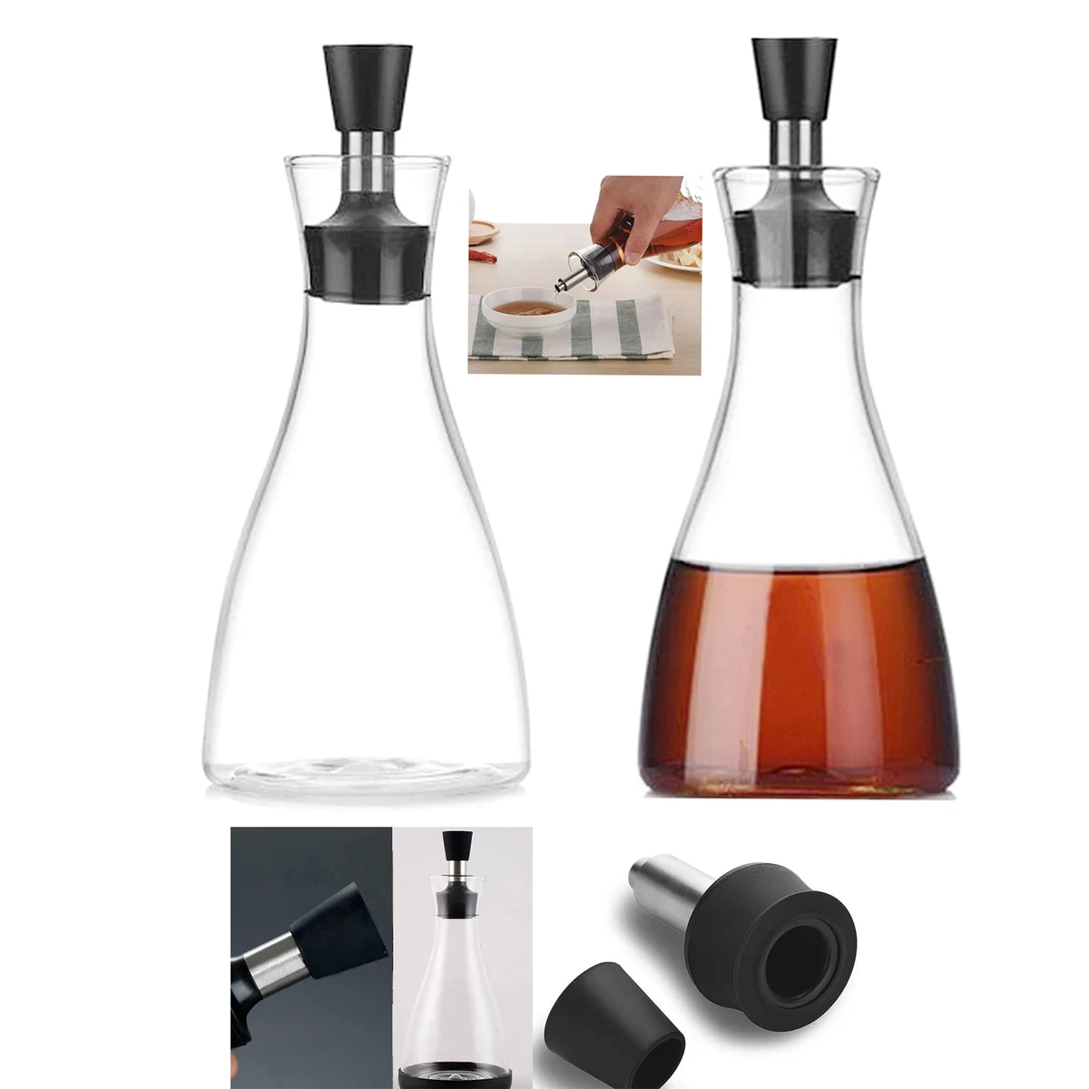 17 ounce Dispenser Clear Light Weight Glass Bottle 1
