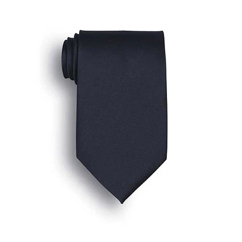 Navy Blue Polyester Satin Tie 1