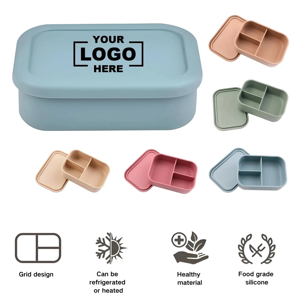 Silicone Heatable Compartment Fresh Keeping Bento Box 1