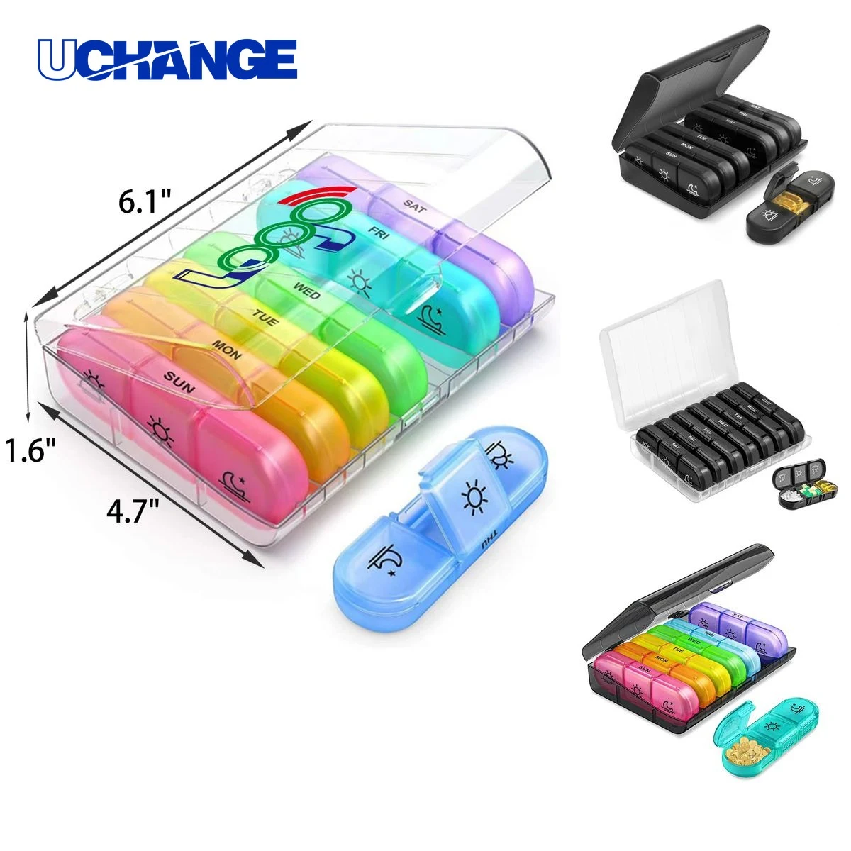 Health Hygienic 3-Cell Portable Weekly Medicine Box Organizer 1