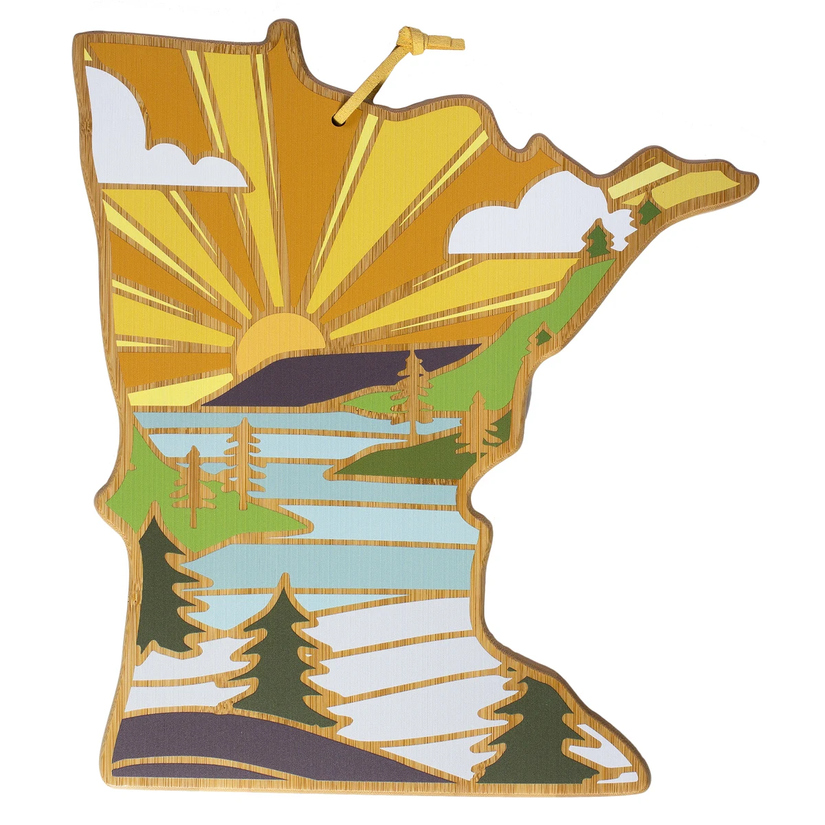 Minnesota State Shaped Serving and Cutting Board with Artwork by Summer Stokes 1