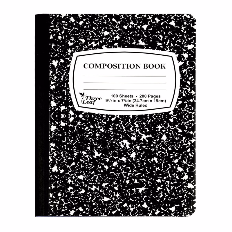 Marbled Wide-Ruled Composition Notebooks - 100 Sheets Black