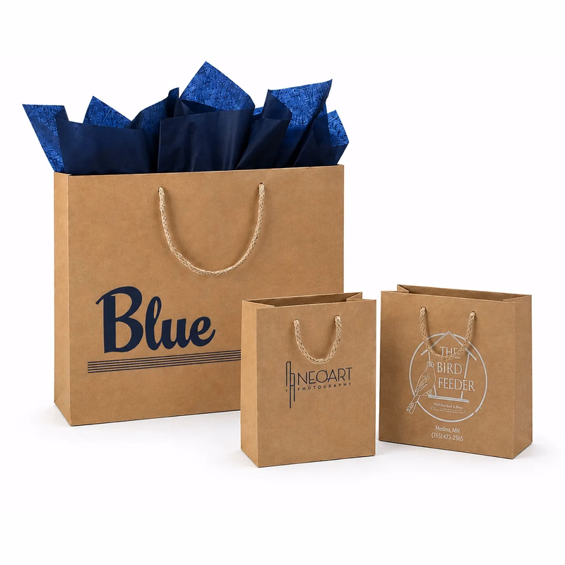 Kraft European Shopping Bags - Ink Imprint