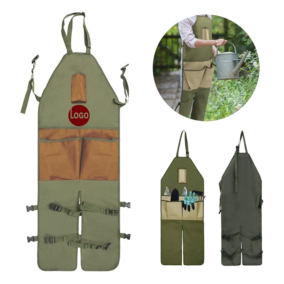 Durable Oxford Fabric Gardening Apron with Extended Coverage and Multiple Pockets 1