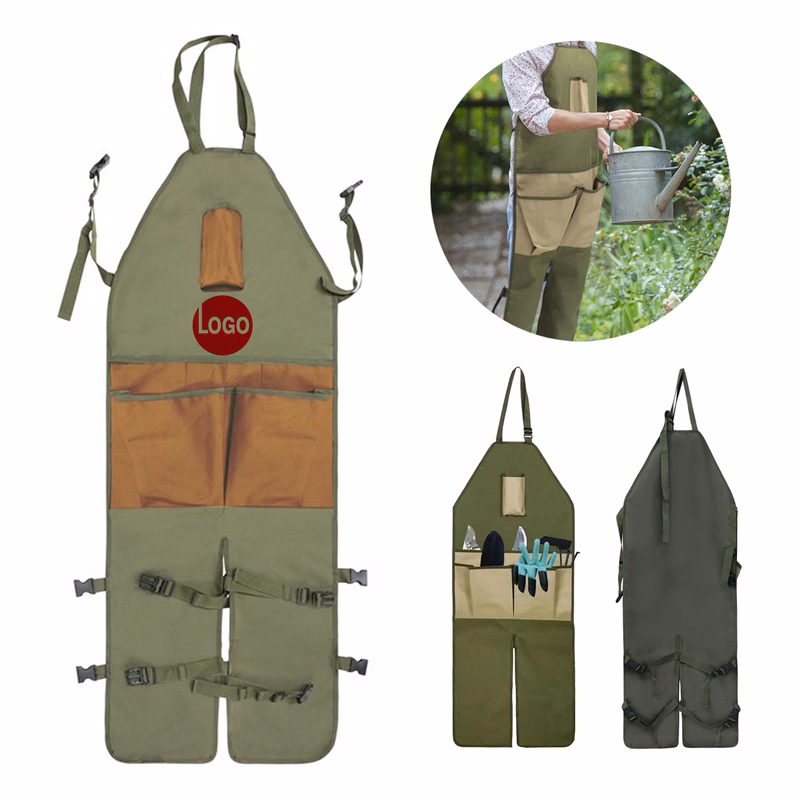 Durable Oxford Fabric Gardening Apron with Extended Coverage and Multiple Pockets