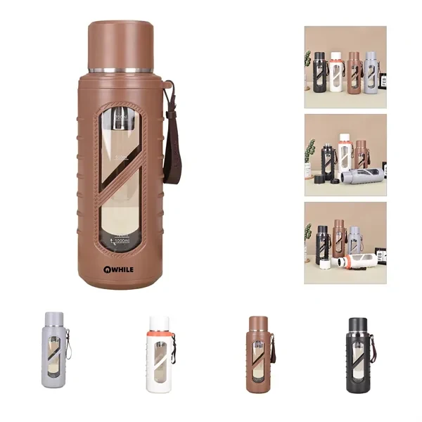 Motivational Glass Water Bottle with Sleeve 1