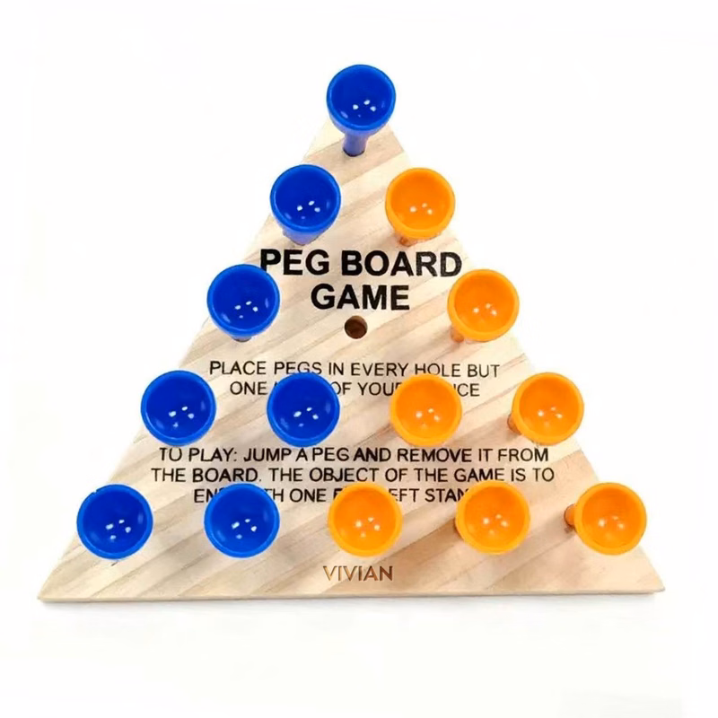 Wooden Triangle Peg Board Game
