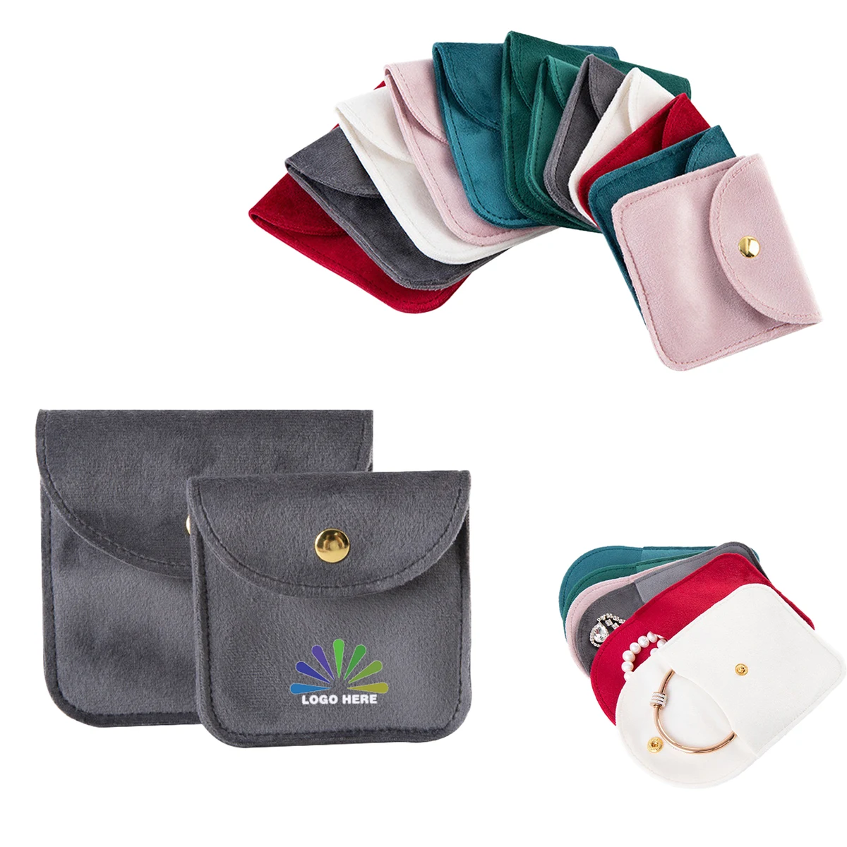 Premium Velvet Storage Pouch with Snap Button Flap 1