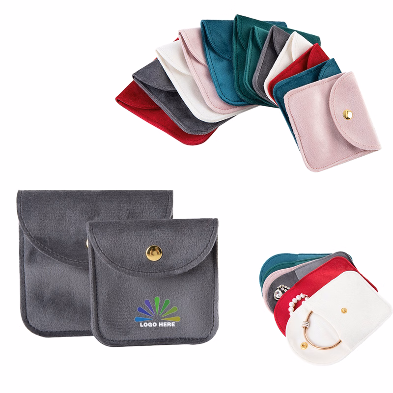 Premium Velvet Storage Pouch with Snap Button Flap