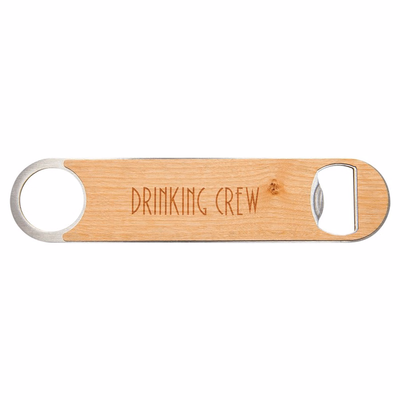 1 1/2" x 7" Light Brown/Silv Bottle Opener with Wood Veneer
