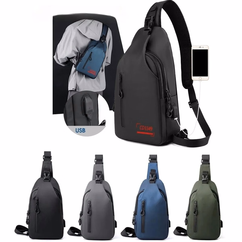 Men's Crossbody Backpack with USB Charging
