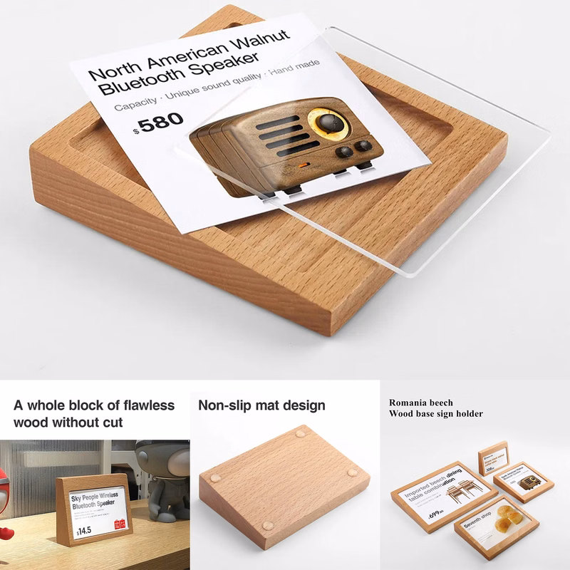 Wooden Price Tag Display Holder