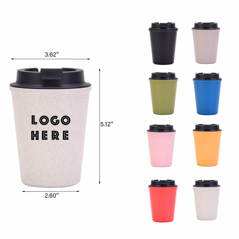 12Oz Eco-Friendly Wheat Straw Coffee Travel Tumblers