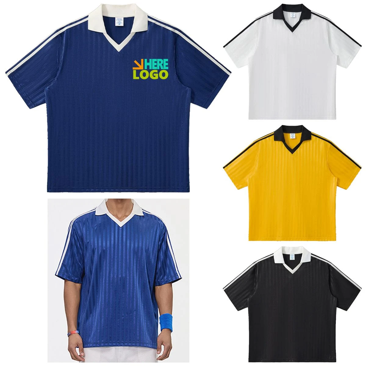 Soccer Training V Neck Stripe T Shirt 1